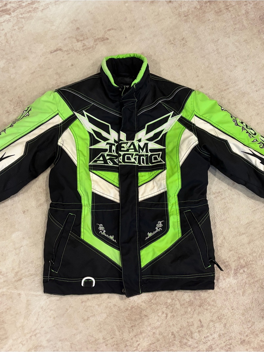 Team Arctic Kids' Black & Neon Green Insulated Jacket